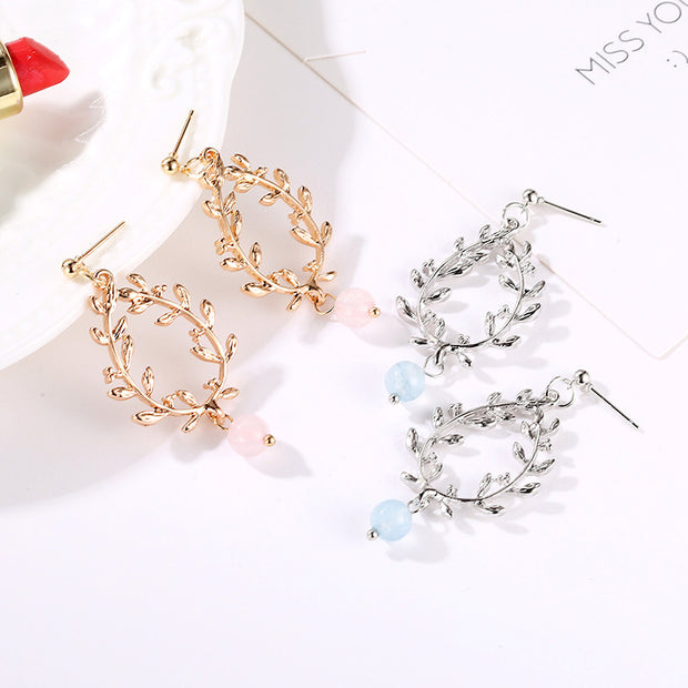 New Fashion Creative Geometric Hollow Leaves Stud Earrings