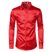 Mens Black Satin Dress Shirts