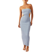 Women's Knitted Tube Top Hollow-out Slim-fit Sheath Dress