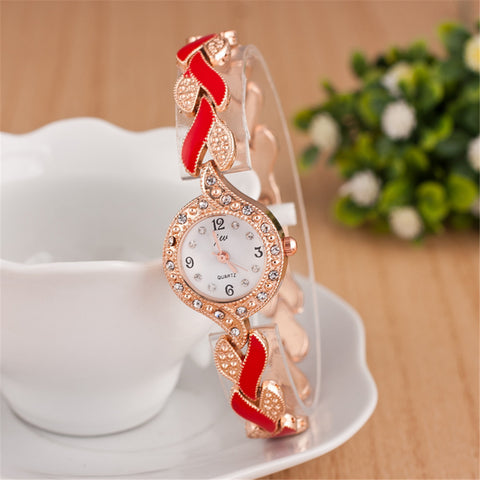 Leaf bracelet quartz wrist watch