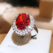 Women's Colored Gems Red Corundum Imitation Pigeon Blood Ring