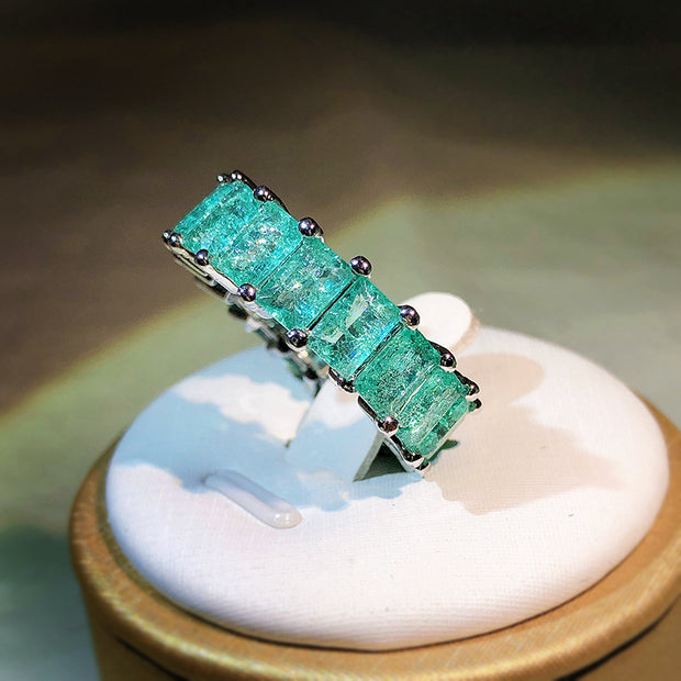 Inlaid Palaiba Square Princess Ring