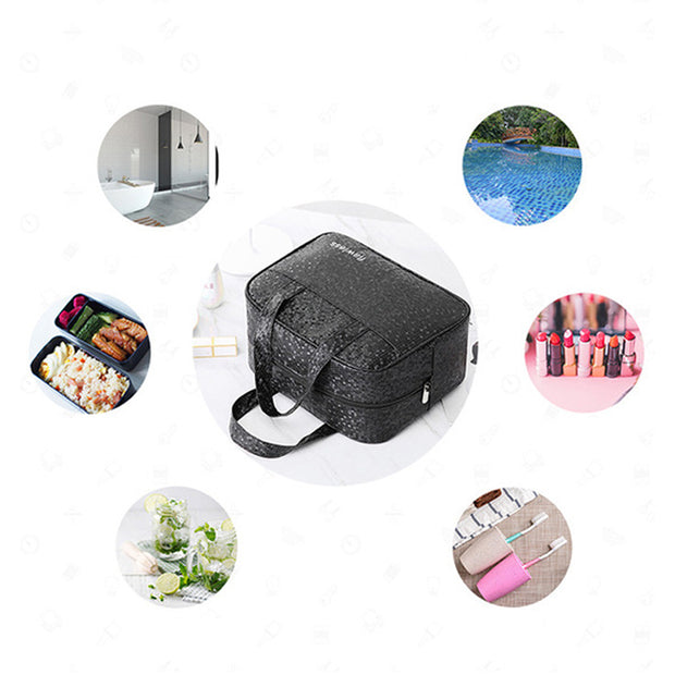 Large-capacity Cosmetic Storage Bag Large Makeup Bag Zipper Pouch Travel Cosmetic Organizer Outdoor Travel Picnic Bag Insulation Ice Bag Student Lunch Bag